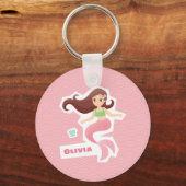 zeemeermin meisje golf patroon roze Sleutelhanger (Voorkant)