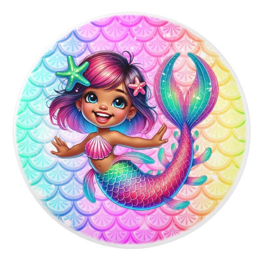 Zeemeermin Meisje Kabinet Knop (Voorkant)