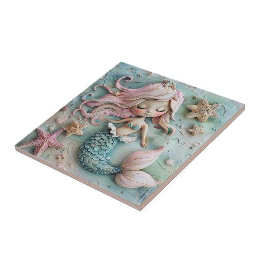 Zeemeermin Meisje Ocean Tegeltje (Zijkant)