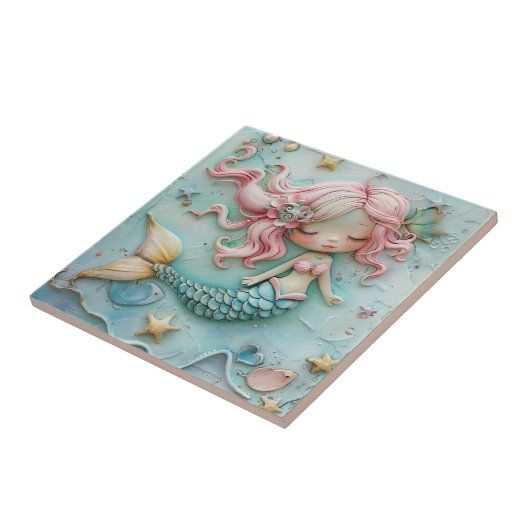 Zeemeermin Meisje Ocean Tegeltje (Zijkant)