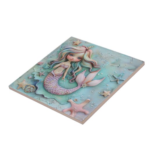 Zeemeermin Meisje Ocean Tegeltje (Zijkant)