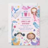 Zeemeermin meisje onder het Zee 2e verjaardagsfees Kaart (Voorkant)