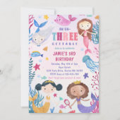 Zeemeermin meisje onder het Zee 3e verjaardagsfees Kaart (Voorkant)