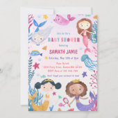 Zeemeermin meisje onder het Zee Baby shower Party Kaart (Voorkant)