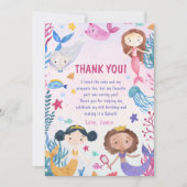 Zeemeermin meisje onder het Zee verjaardagsfeestje Bedankkaart (Voorkant)