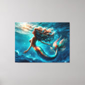 Zeemeermin meisje onderwater oceaan staart schalen canvas afdruk (Voorkant)