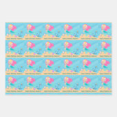  Zeemeermin meisje op maat van strand van Birthday Inpakpapier Vel (Voorkant 2)