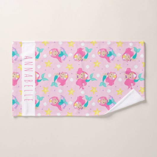 Zeemeermin Meisje Prinses Girly Roze Schalen Schat Bad Handdoek (Handdoek)