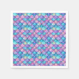 Zeemeermin meisje Verjaardag Paarse Roze Servet