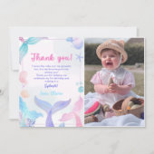 Zeemeermin Meisje Verjaardagsfeestfoto Bedankkaart (Voorkant)