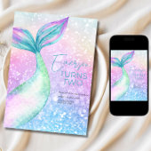 Zeemeermin Meisje Verjaardagsfeestuitnodiging, Zee Kaart