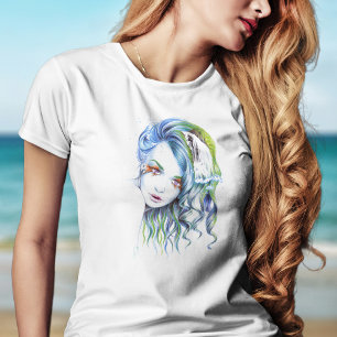 Zeemeermin meisje Water vrouw Surreal Fantasy Port T-shirt