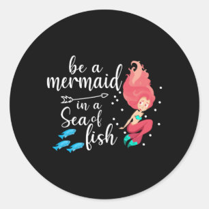 Zeemeermin Meisje Zee Grappig Verjaardagscadeau Id Ronde Sticker