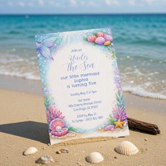 Zeemeermin Meisjes Onder de Zee Vijfde Verjaardag Kaart