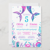 Zeemeermin Meisjes Vrienden Verjaardagsfeestje Kaart (Voorkant)