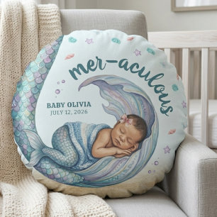Zeemeermin Mer-aculous Nieuwe Baby Shower Nursery Rond Kussen