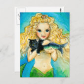 Zeemeermin, mercat art schilderkaart briefkaart (Voorkant / Achterkant)