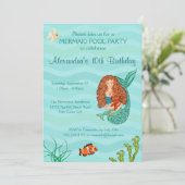 Zeemeermin & Mercat Uitnodiging voor verjaardagsfe (Staand voorkant)