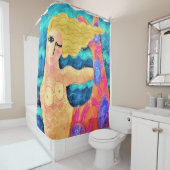 Zeemeermin met Abstracte kunst met rode staart Douchegordijn (In situ)