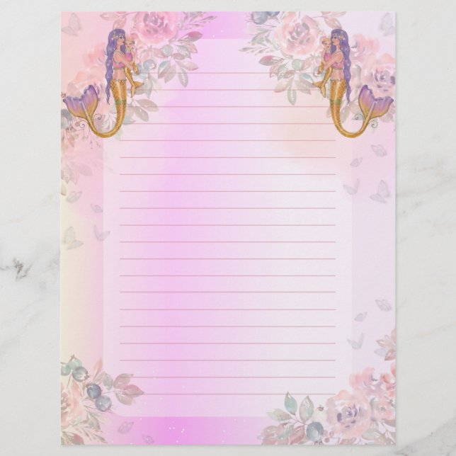 Zeemeermin met baby art van Renee Lavoie Briefhoofd (Voorkant)