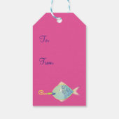 Zeemeermin met Birthday Cupcake Gift Label Cadeaulabel (Achterkant)