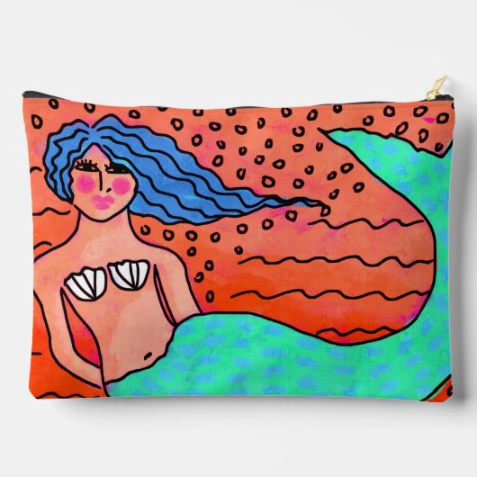 Zeemeermin met blauw haar Abstracte kunst Etui (Achterkant)