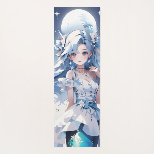 Zeemeermin met blauw haar in een blauwe jurk Custo Yogamat (Achterkant)