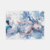 Zeemeermin met blauw haar in een blauwe jurk fleece deken (Voorkant (Horizontaal))