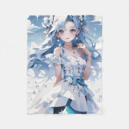 Zeemeermin met blauw haar in een blauwe jurk fleece deken