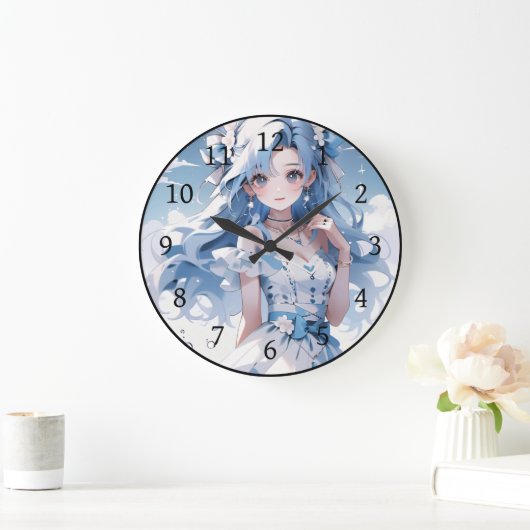 Zeemeermin met blauw haar in een blauwe jurk grote klok (Huis)