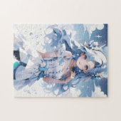 Zeemeermin met blauw haar in een blauwe jurk legpuzzel (Horizontaal)