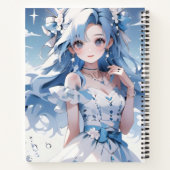 Zeemeermin met blauw haar in een blauwe jurk notitieboek (Achterkant)