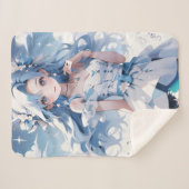 Zeemeermin met blauw haar in een blauwe jurk sherpa deken (Voorkant (horizontaal))