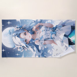 Zeemeermin met blauw haar in een blauwe jurk strandlaken