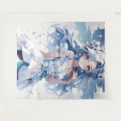 Zeemeermin met blauw haar in een blauwe jurk wandkleed (Voorkant (horizontaal))