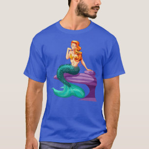 Zeemeermin met blauwe schalen t-shirt