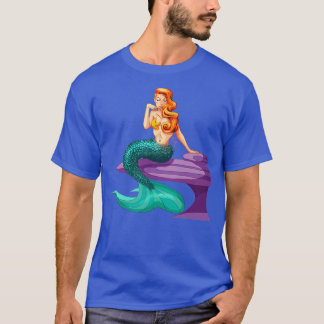Zeemeermin met blauwe schalen t-shirt