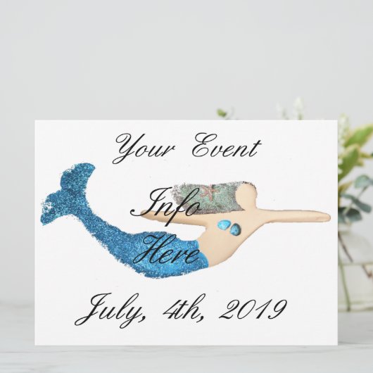 Zeemeermin met blauwe staart zwemt in Thunder_Cove (Staand voorkant)