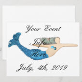 Zeemeermin met blauwe staart zwemt in Thunder_Cove (Voorkant / Achterkant)