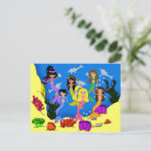Zeemeermin met Briefkaart van dolfijnen (Staand voorkant)