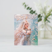 Zeemeermin met bubbels in onderwaterscène feestdagenkaart (Staand voorkant)