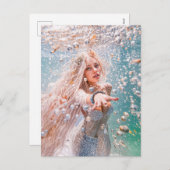 Zeemeermin met bubbels in onderwaterscène feestdagenkaart (Voorkant / Achterkant)
