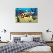 Zeemeermin met Dolfijn Canvas Afdruk (Insitu (Slaapkamer))