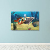 Zeemeermin met Dolfijn Canvas Afdruk (Insitu (Houten vloer))