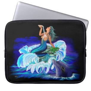 Zeemeermin met dolfijn laptop sleeve