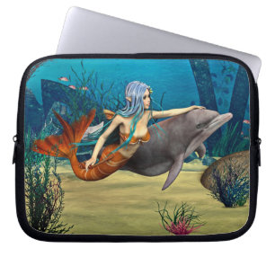 Zeemeermin met Dolfijn Laptop Sleeve