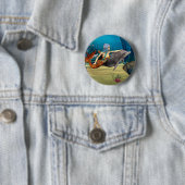 Zeemeermin met Dolfijn Ronde Button 5,7 Cm (In situ)