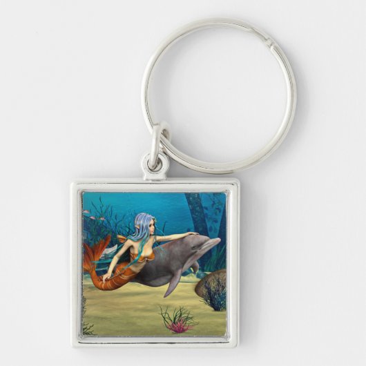 Zeemeermin met Dolfijn Sleutelhanger (Voorkant)