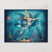 Zeemeermin met dolfijnen Briefkaart (Voorkant)