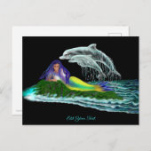 Zeemeermin met dolfijnen briefkaart (Voorkant / Achterkant)